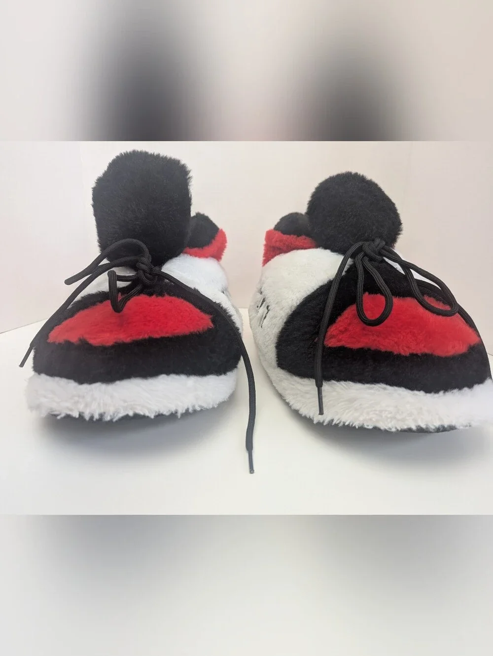 Unbranded Plush Sneaker Slippers Bred Red Black White One Size Fits Most